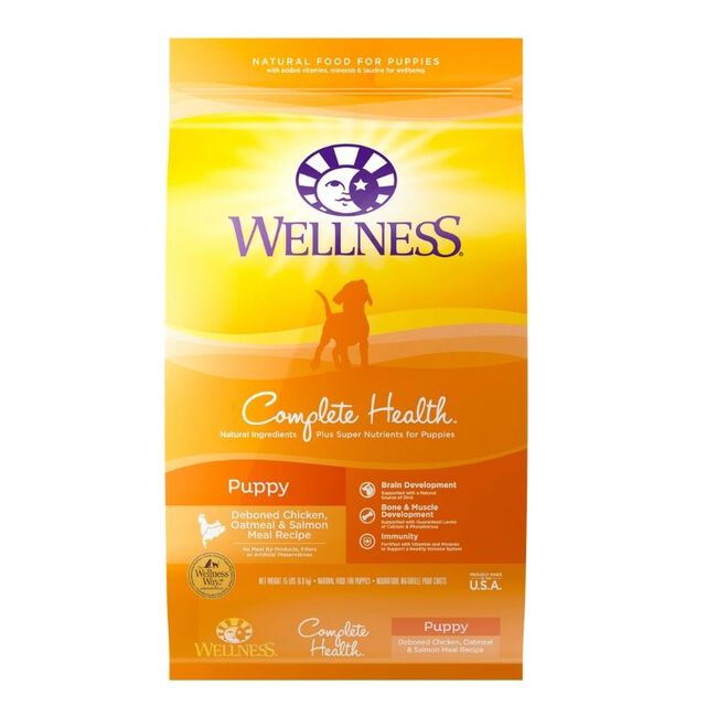 Wellness Complete Health Puppy Food - Deboned Chicken, Oatmeal & Salmon Meal Recipe - 15 lb image number null
