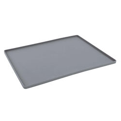 Messy Mutts Silicone Non-Slip Pet Bowl Mat with Raised Edge - Dark Grey