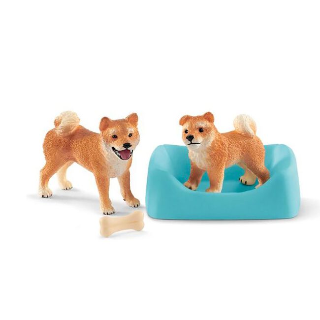 Schleich Shiba Inu Mother and Pup Toy image number null
