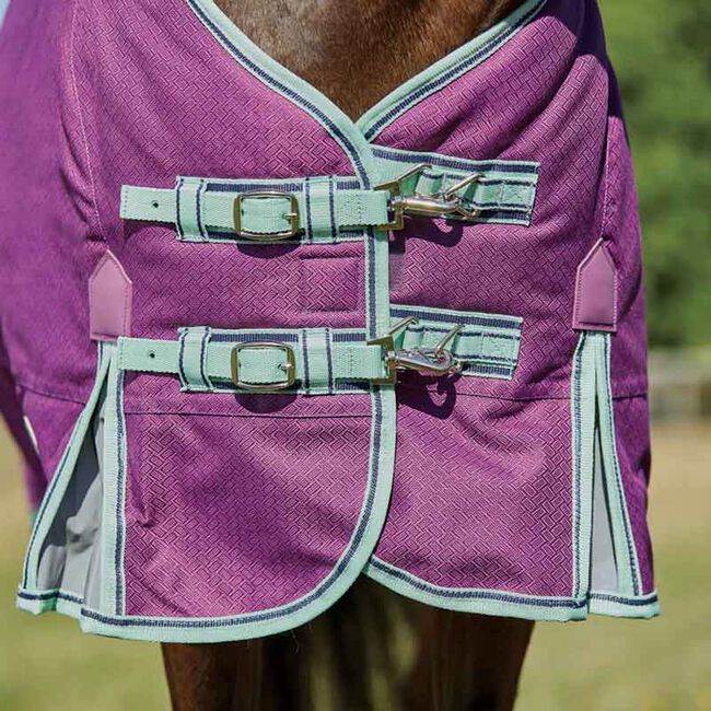 WeatherBeeta Pony ComFiTec Premier Freedom Standard Neck Lite - Purple/Navy/Mint image number null