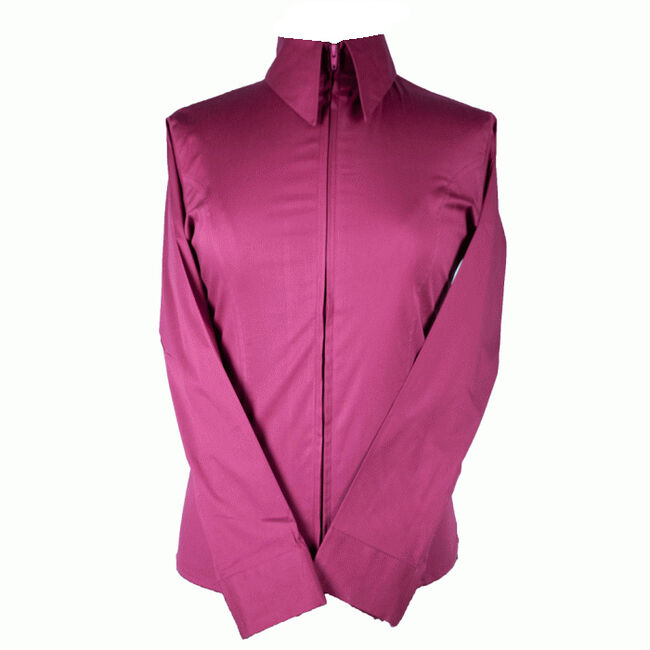 RHC Equestrian Women's Zip Up Fitted Show Shirt - Burgundy image number null