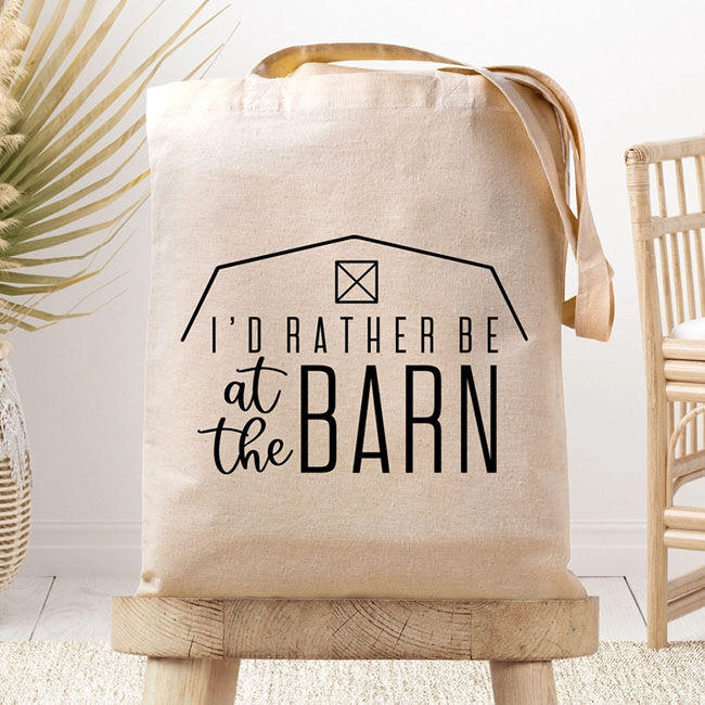 Dark Horse Dream Designs Canvas Tote Bag - I'd Rather Be At the Barn image number null