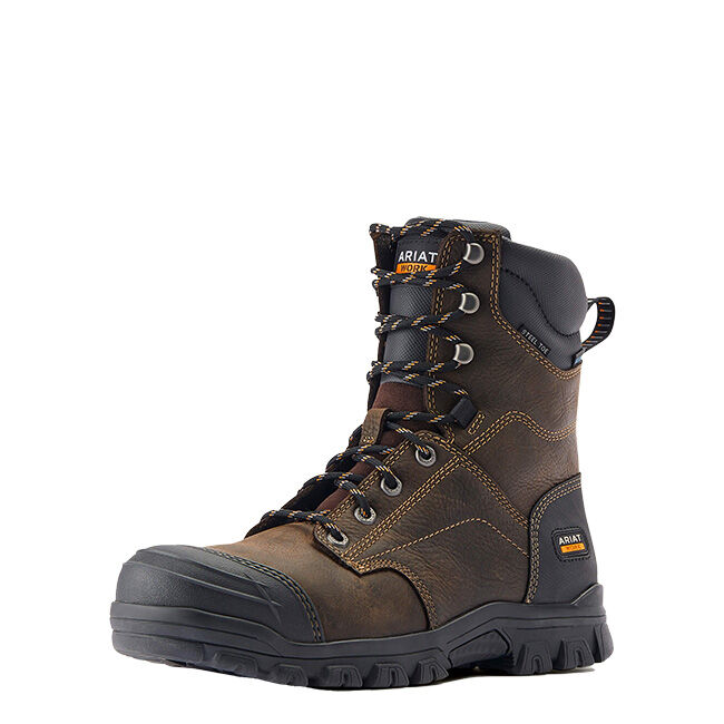 Ariat Men s Treadfast 8 Waterproof Steel Toe Work Boot Dark Brown