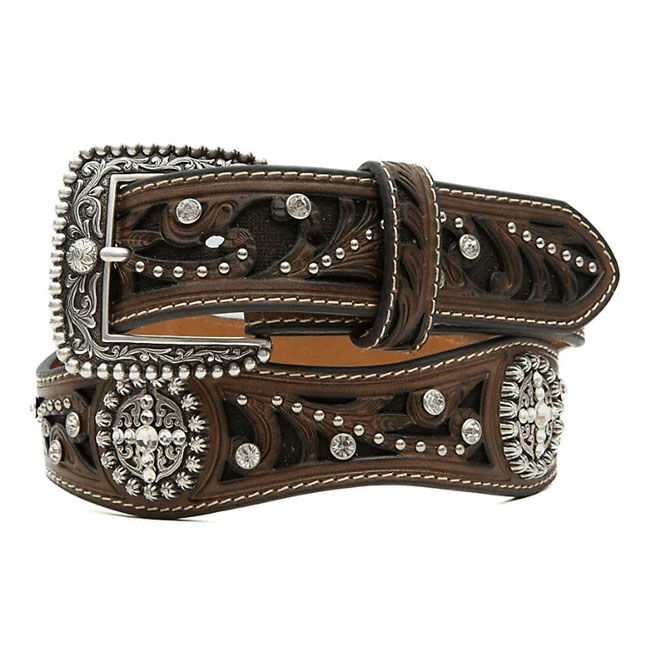 ARIAT Scrolled Inlay Scalloped Crystal Belt image number null