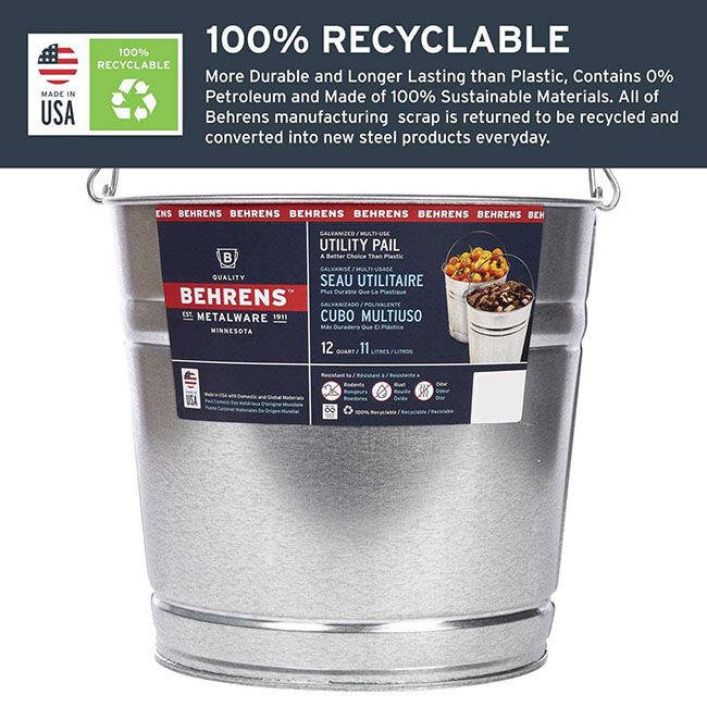 Behrens Galvanized Utility Pail - 12-Quart Capacity image number null