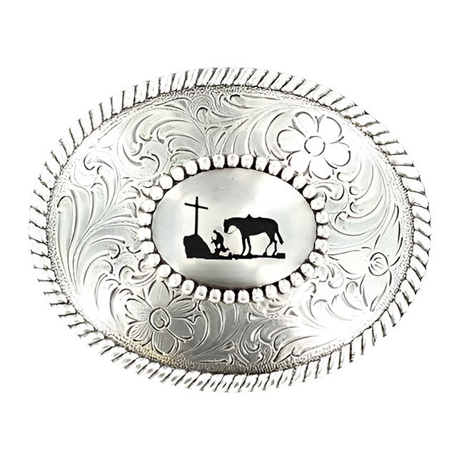 Nocona Praying Cowboy Oval Buckle image number null