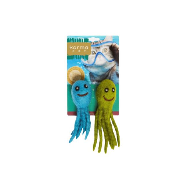 Dharma Dog Karma Cat Wool Cat Toy - Octopus - 2-Pack image number null