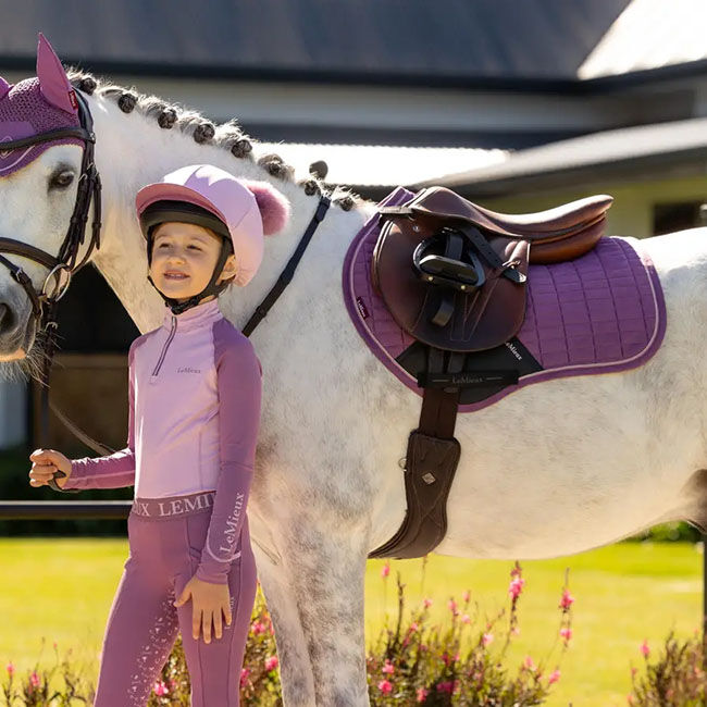 LeMieux Mini Suede Close Contact Square Pad - Mallow image number null