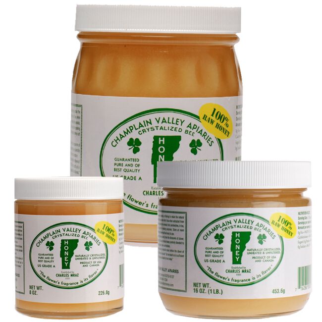Champlain Valley Apiaries Glass Jar of Raw Naturally Crystallized Honey image number null
