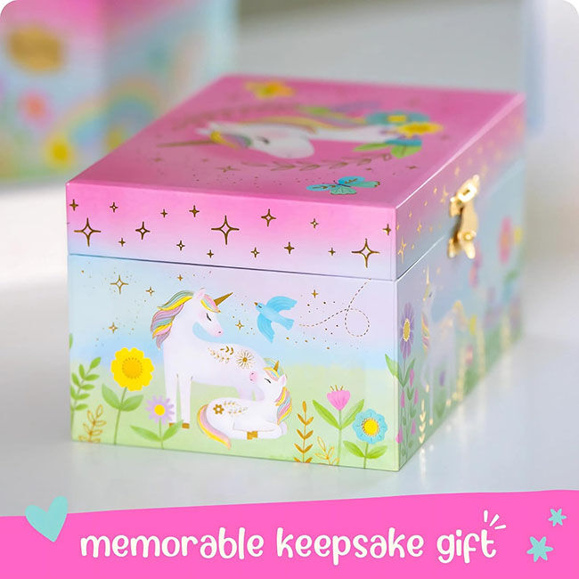 Giggle & Honey Deluxe Musical Jewelry Box - Floral Unicorn image number null