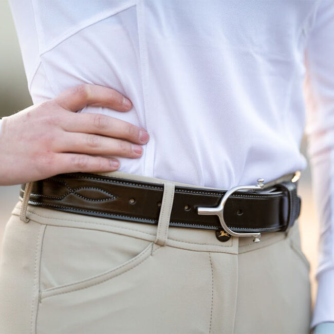 Tory Leather 1-1/2&quot; Stitched Pattern Belt with Spur Buckle | The 