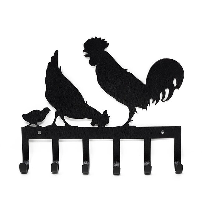 Metal Mazing Key Holder - Handmade in NH - Rooster & Hen - Closeout image number null