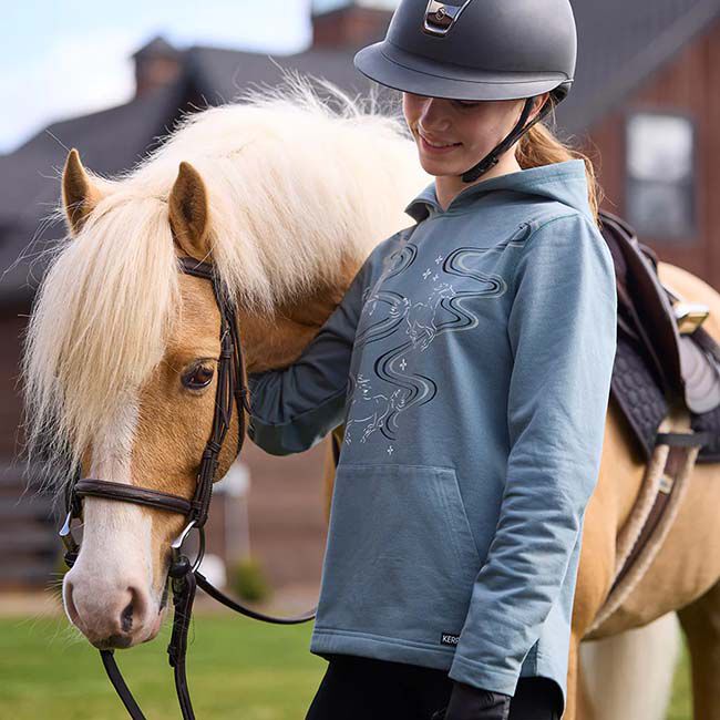 Kerrits Kids' Ride the Wind Fleece Hoodie - Sagestone image number null