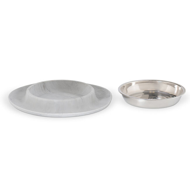 Messy Mutts Silicone Cat Feeder with Stainless Saucer-Shaped Bowl - Marble image number null