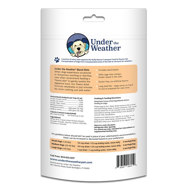 Under the Weather Chicken, Rice & Pumpkin Freeze Dried Bland Diet for