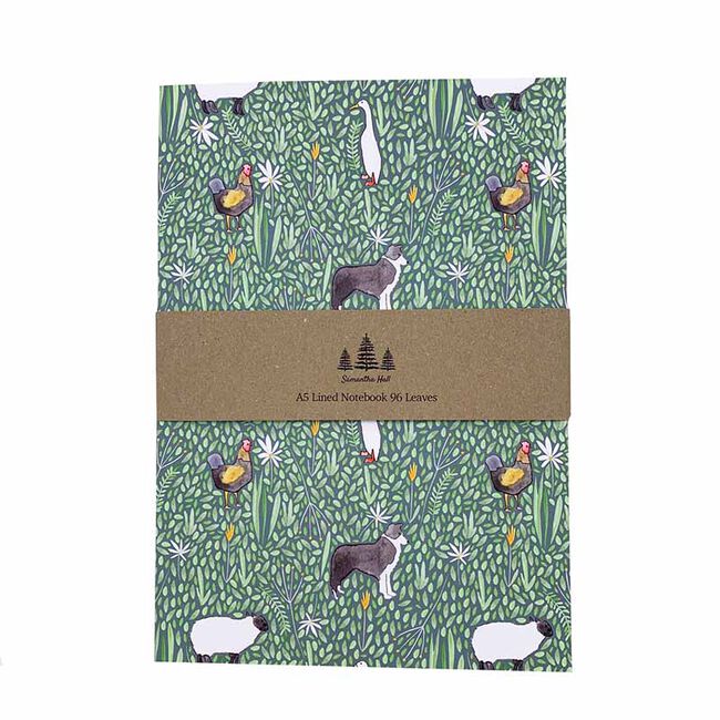 Samantha Hall Designs A5 Lined Notebook - Farm Animals image number null