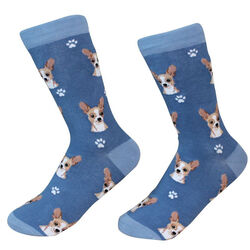 E&S Pets Unisex Novelty Crew Socks - Fawn Chihuahua