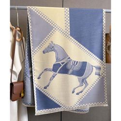 AWST International Horses in Blankets Acrylic Cashmere Scarf - Blue