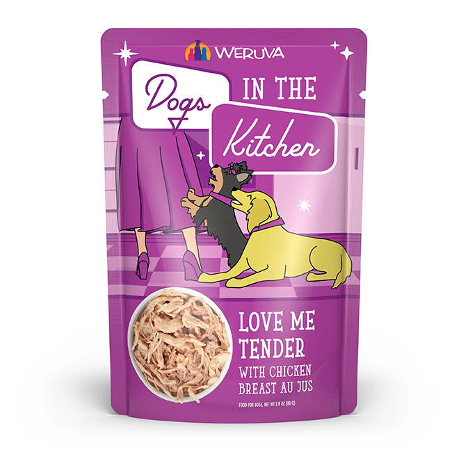 Weruva Dogs In The Kitchen Love Me Tender 2.8oz  pouch and 10 oz can image number null