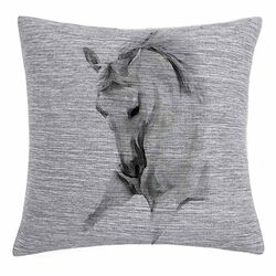 Noble Pony Linen Pillow - Running Horse in Gray