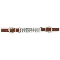 Weaver Equine Bridle Leather Double Flat Link Chain Curb Strap - Rich Brown