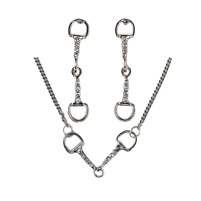 Finishing Touch of Kentucky Snaffle Silver/Crystal Earrings and Necklace Set  image number null