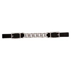 Weaver Black Leather Single Flat Link Chain Curb Strap