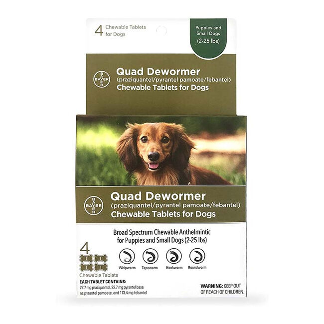 Bayer Chewable Quad Canine Dewormer-2-25 lbs 4 Count  image number null