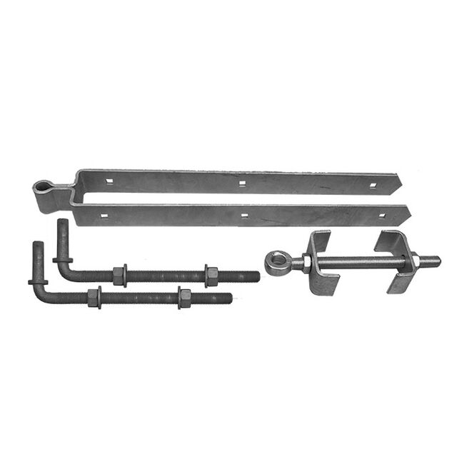 Snug Cottage Hardware Double Strap Hinge with Central Eye and Hardware Set - Between Post Installation image number null