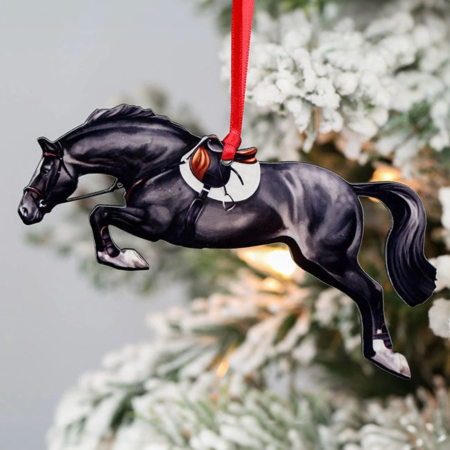 Classy Equine Ornament - Black Hunter Jumper image number null