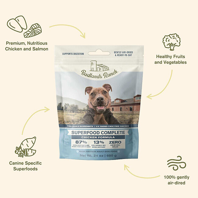 Badlands Ranch Superfood Complete Grain-Free Air-Dried Dog Food - Chicken Recipe image number null