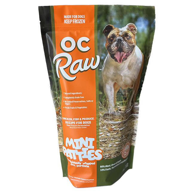 OC Raw Frozen Raw Dog Food Mini Patties - Chicken, Fish & Produce Recipe image number null