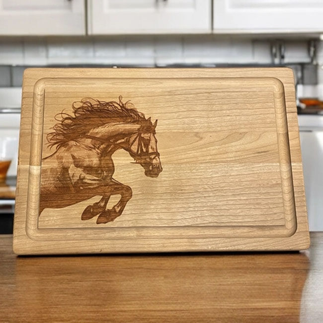 The Krafty Equestrian Cutting Board - Cherry - Jumping Horse image number null