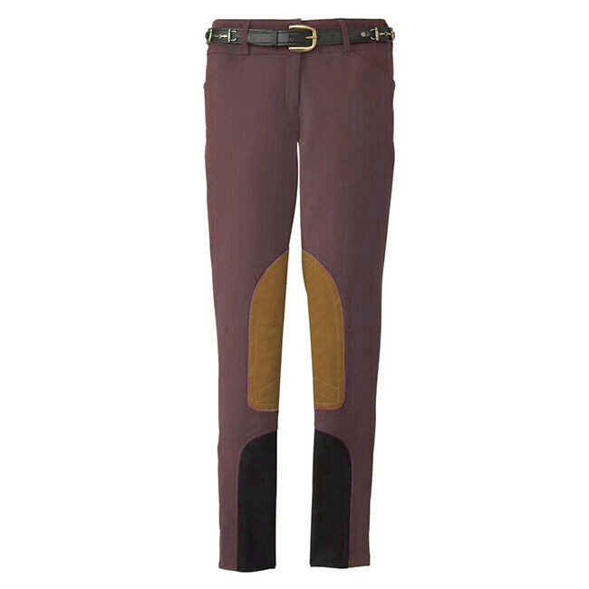 Tailored Sportsman Women's Mid Rise Front Zip Boot Sock Breech - Boysenberry/Tan image number null