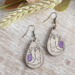 Willow & Birch Earrings - Floral Boot - Purple