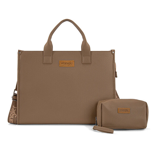 Wrangler Structured Crossbody Work Tote with Pouch - Camel image number null