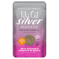 Tiki Cat Silver Mousse for Cats Aged 11+ - Salmon & Pumpkin in Broth - 2.8 oz