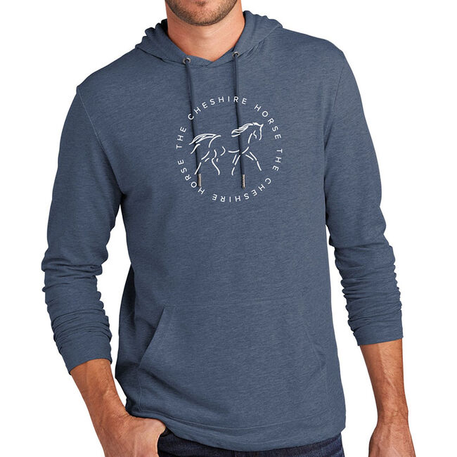 The Cheshire Horse Unisex Hoodie Shirt - Washed Indigo image number null