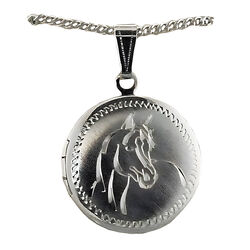 Finishing Touch of Kentucky Necklace - Horse Head in Round Locket - Silver