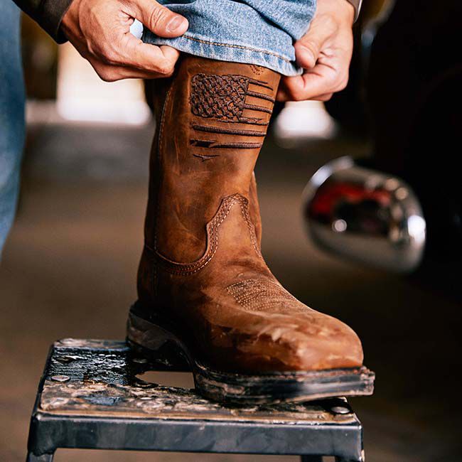 Ariat Men's WorkHog XT Patriot Waterproof Carbon Toe Work Boot - Distressed Brown image number null