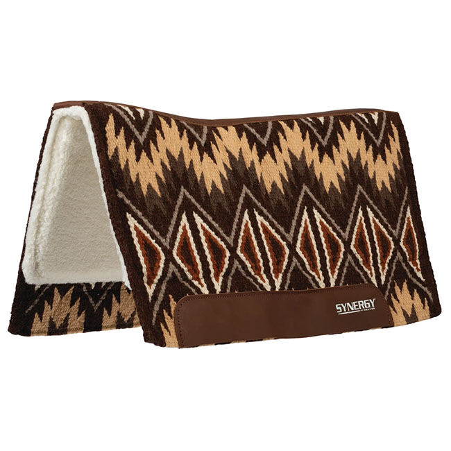 Weaver Equine Synergy Contoured Performance Saddle Pad with Merino Fleece Liner - Quest/Dark Brown/Tan image number null