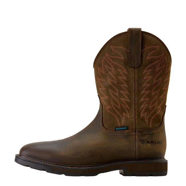 Ariat Men's Groundbreaker Wide Square Toe Steel Toe Work Boot - Dark Brown image number null