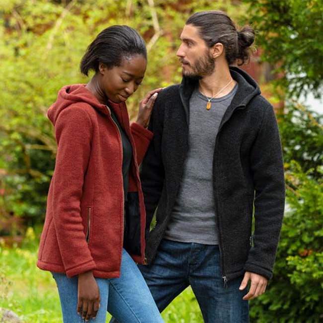 Engel Women's 100% Wool Hooded Jacket - Terracotta Melange image number null