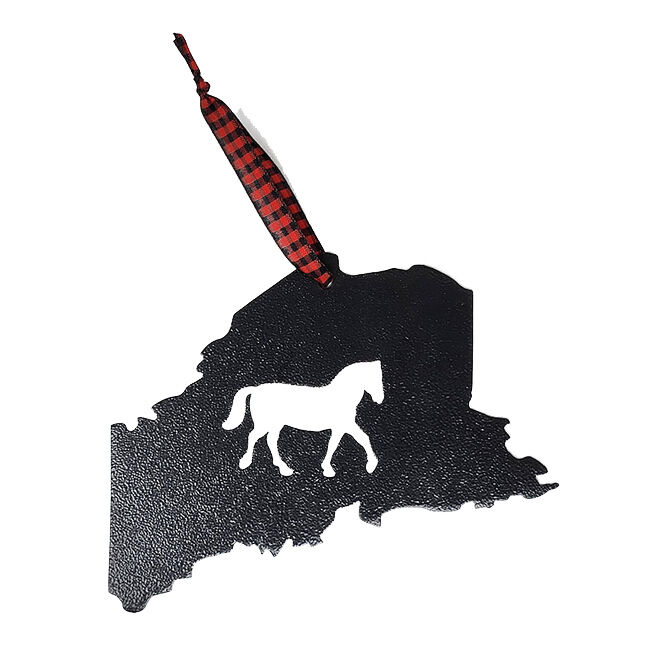 Metal Mazing Ornament - Handmade in NH - Maine with Horse image number null