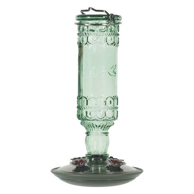Perky-Pet Green Antique Glass Bottle Hummingbird Feeder - 10 oz Nectar Capacity image number null