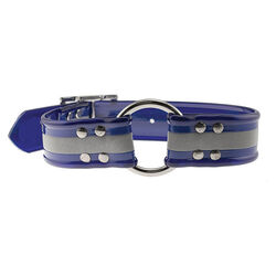 OmniPet SunGlo Reflective Stripe Dog Collar with Center Ring - Blue