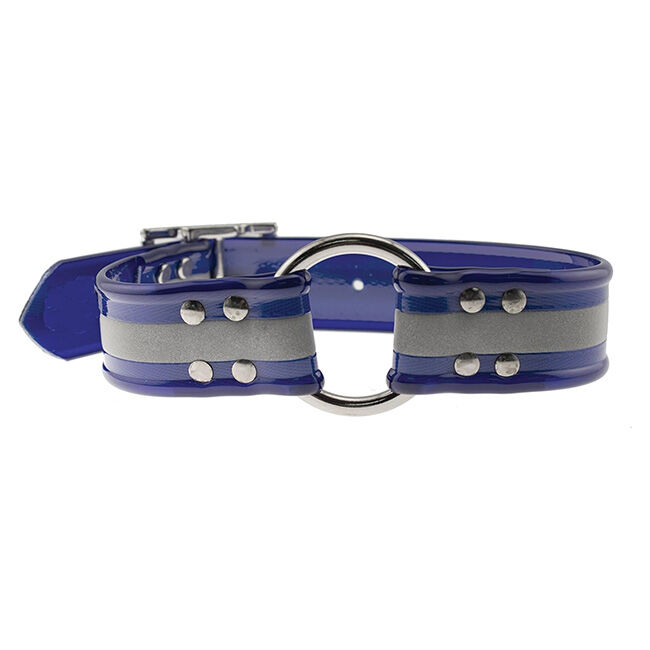 OmniPet SunGlo Reflective Stripe Dog Collar with Center Ring - Blue image number null