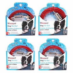 Boss Pet Vinyl-Coated Cable Dog Tie-Out - Red