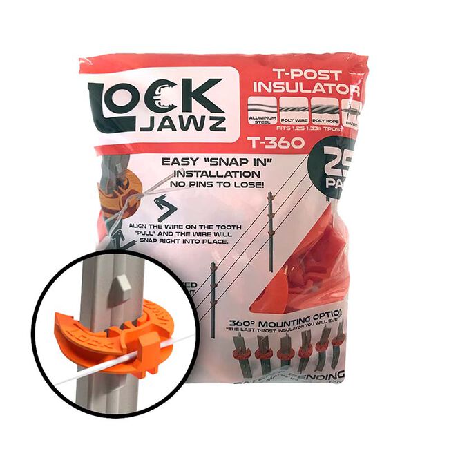 LockJawz Electric Fence T Post Insulators - 25-Pack image number null