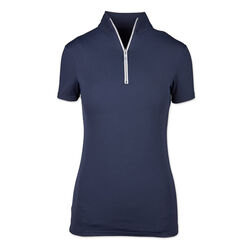 Tailored Sportsman Women's Short Sleeve IceFil Zip Top Shirt - Navy/White/Silver